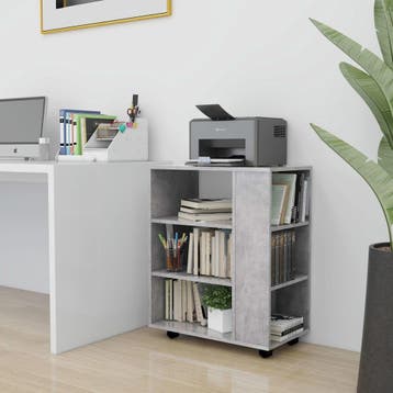 vidaXL Rolkast 60x35x75 cm bewerkt hout betongrijs, Verzenden, Nieuw
