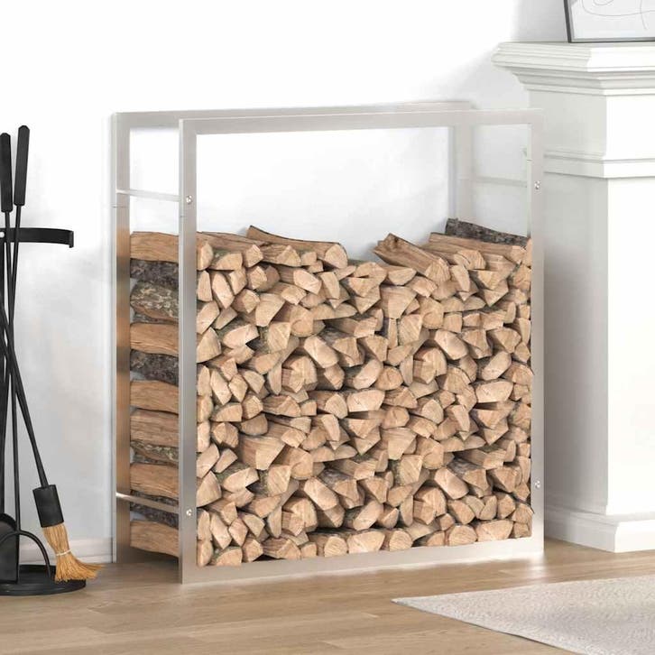 vidaXL Haardhoutrek 80x28x86 cm roestvrij staal, Tuin en Terras, Brandhout, Verzenden