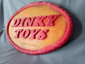 dinky toys - Groot DINKY TOYS-naambord - Reclamebord - Gips