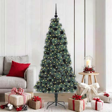 vidaXL Kunstmatige Voorverlichte Kerstboom met Ballenset, Verzenden