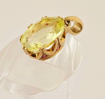 Zonder minimumprijs - Hanger - 9 kt. Geel goud - Citrien