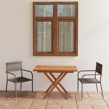 vidaXL 3-delige Tuinset poly rattan en massief acaciahout, Verzenden, Nieuw, Tuinset