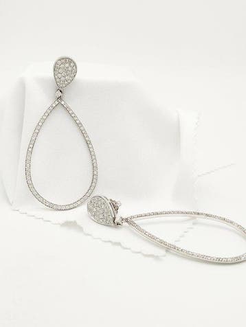 Boucles doreilles - 18 carats Or blanc Diamant (Naturelle)