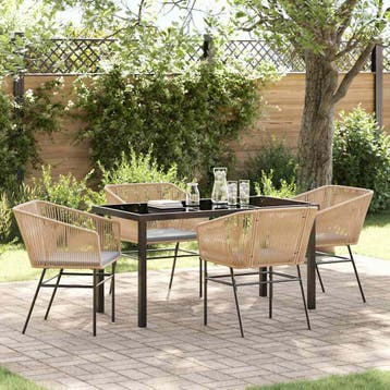 vidaXL Tuin Eettafel Set 5 st Bruin Gepoedercoat staal, Tuin en Terras, Tuinsets en Loungesets, Verzenden, Nieuw