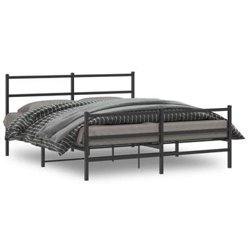 vidaXL Bedframe met hoofd- en voeteneinde metaal zwart, Verzenden