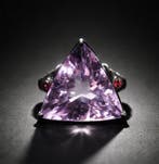 925 zilver zwart gerhodineerd - 14 karaat amethist -
