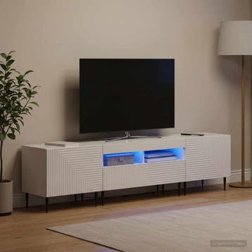vidaXL 3-delige LED TV-kast Hoogglans Wit Bewerkt hout, Verzenden