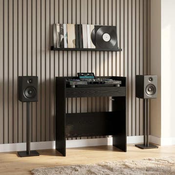 vidaXL DJ Tafel Zwart eiken 102 x 45 x 102 cm Bewerkt hout, Verzenden