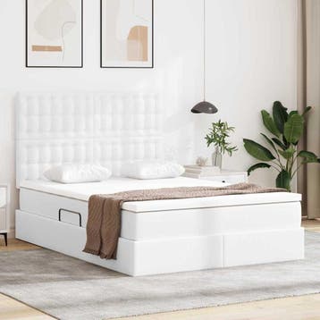 vidaXL Opbergbed met hoofdeinde Zuiver Wit 140 x 200 cm, Huis en Inrichting, Slaapkamer | Bedden, Verzenden, Nieuw