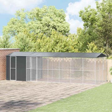 vidaXL Vogelkooi Antraciet 860 x 310 x 247 cm Gegevens staal, Verzenden