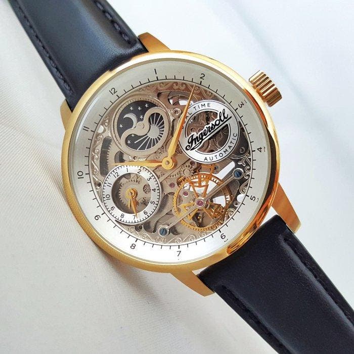 Ingersoll - Automatic - JAZZ - Moon Sun - Dual Time - Gold -, Handtassen en Accessoires, Horloges | Heren