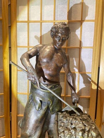 É. Rousseau - Sculpture, A LA FORGE - 45 cm - Régule
