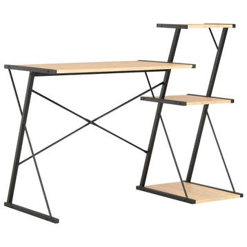 vidaXL Bureau met schap 116x50x93 cm zwart en eikenkleurig, Huis en Inrichting, Verzenden, Nieuw