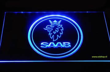 Saab neon bord lamp LED  verlichting reclame lichtbak, Verzenden