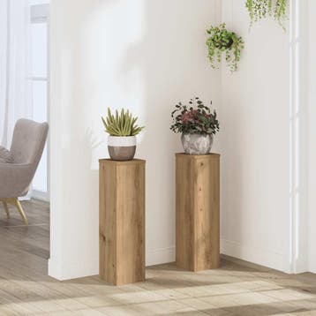 vidaXL Plantenstandaards 2 st 17x17x60 cm hout artisanaal, Verzenden, Nieuw