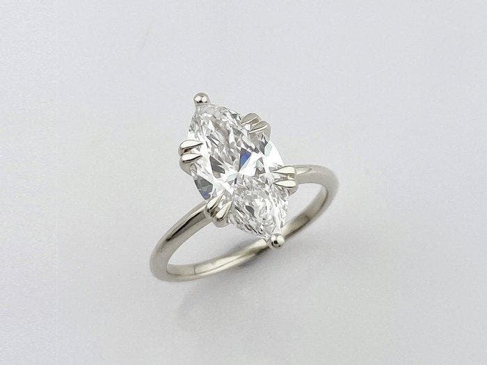 Ring - 14 karaat Witgoud - 3.09ct. tw. Diamant (Lab-grown), Bijoux, Sacs & Beauté, Bagues