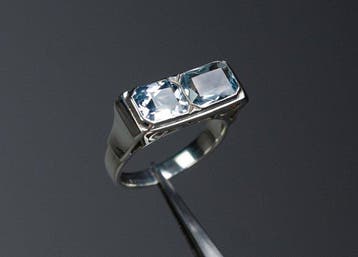 - Art déco - argent 835 - spinelle bleue - Bague