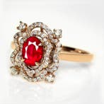Zonder minimumprijs - Ring - 18 karaat Roségoud, GIA 1.11 ct, Nieuw
