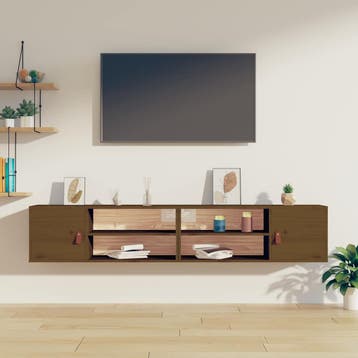 vidaXL Wandkasten 2 st 80x30x30 cm massief grenenhout, Verzenden