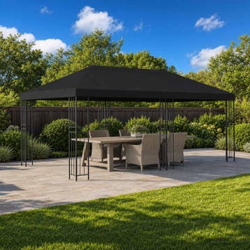 vidaXL Tuinpaviljoen 6 x 3 m Zwart Polyester en Staal 190, Verzenden, Nieuw