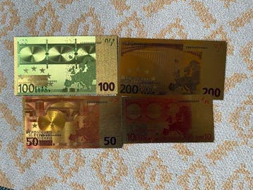 Wereld. Euro Banknoten Souvenir Scheine 4 pcs (Zonder, Postzegels en Munten