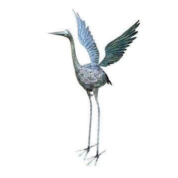 Sculpture, Metal Crane Garden Sculpture – Elegant Courtyard