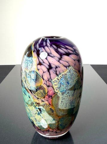 Maxence Parot - Vaas - Unieke vaas met opaline kleuren in, Antiek en Kunst