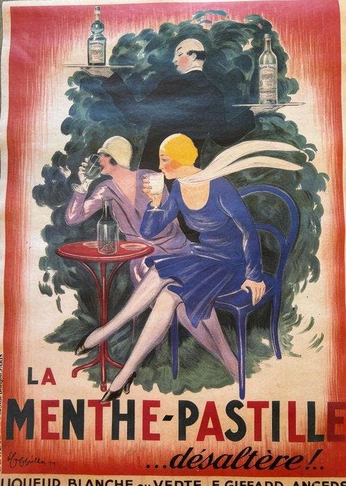 Leonetto Cappiello - La Menthe-Pastille désaltère - Jaren, Antiek en Kunst, Kunst | Tekeningen en Fotografie