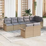 vidaXL Tuinbank Set met kussen 8 pcs Beige poly rattan, Verzenden, Nieuw