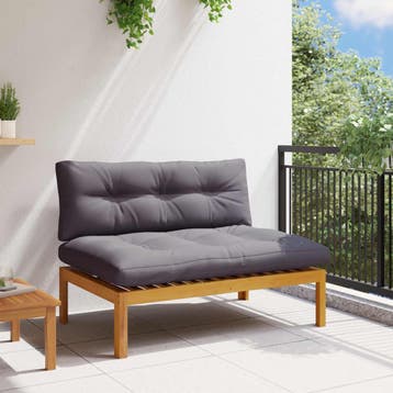 vidaXL Midden Sofa Eenheid Natuurlijk en Donkergrijs, Verzenden