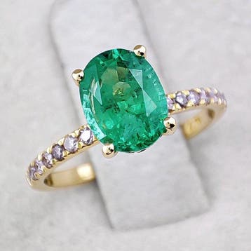 Bague - 14 carats Or jaune, Zambie - 1.77ct. tw. Émeraude -, Bijoux, Sacs & Beauté, Bagues