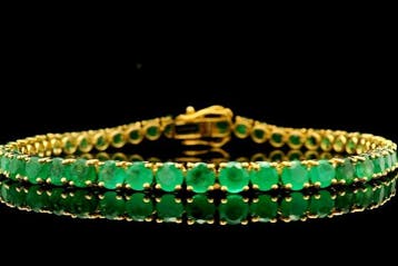 Bracelet - 18 carats Or jaune - 10.84ct. tw. Émeraude -