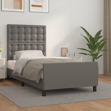 vidaXL Bedframe met hoofdbord kunstleer grijs 80x200 cm, Verzenden, Nieuw