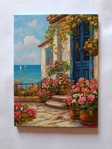Gabriele Fabris (1958) - Rustico sul mare (paesaggio