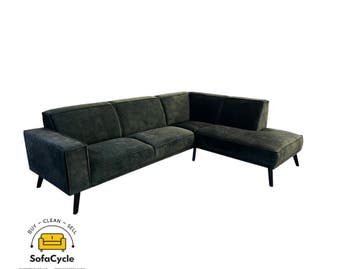 Hoekzetel groen in fluweel, hoek R – overstock, Verzenden