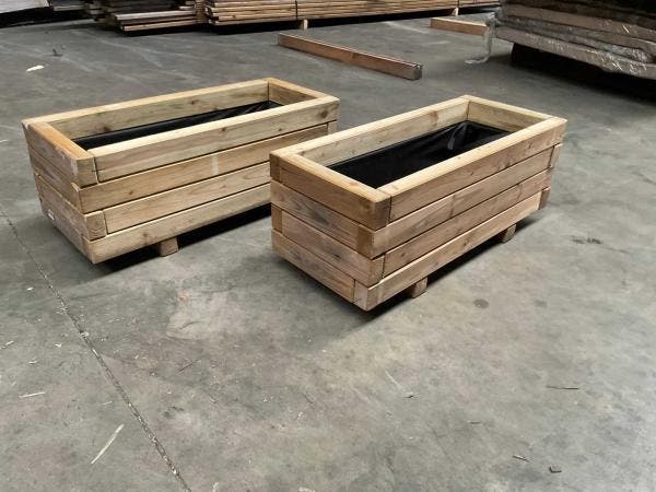 Veiling - 2x Garlux vuren bloembak geïmpregneerd 70x30x30cm, Tuin en Terras, Bloembakken en Plantenbakken