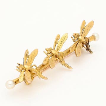 Broche - 18 carats Or jaune Perle