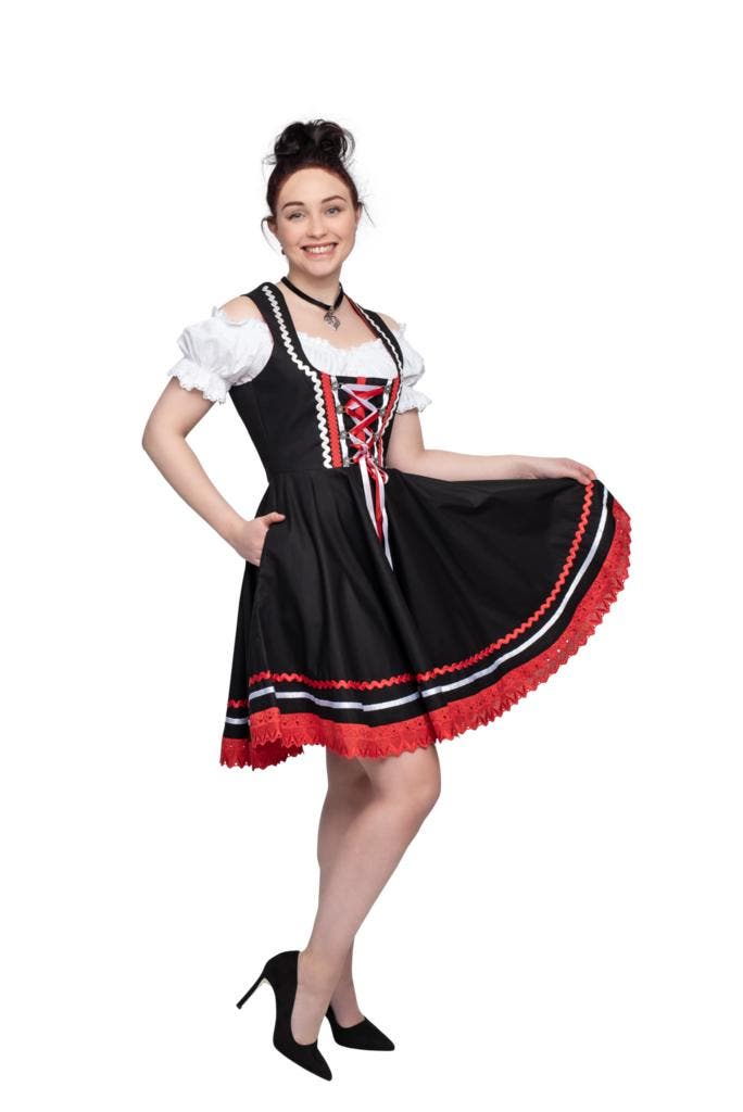 Dirndl 2-teilig, schwarz/rot/weiß, Hobby en Vrije tijd, Feestartikelen, Nieuw, Verzenden