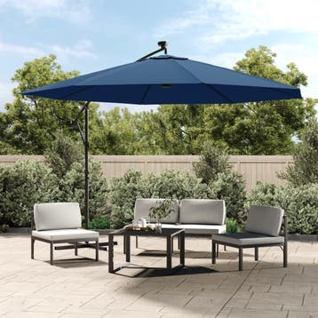 vidaXL Zweefparasol met LED-verlichting 350 cm azuurblauw, Verzenden, Nieuw
