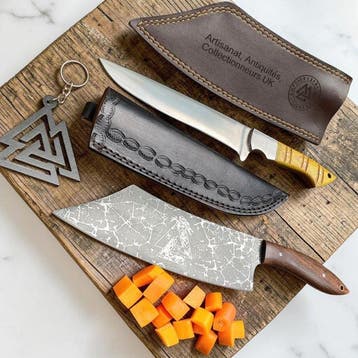 Hand-Forged with Old Steel, Japanese Style Knives with cover