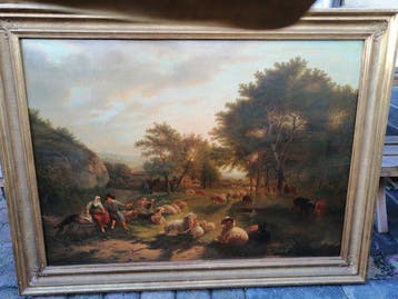 Balthazar Paul Ommeganck (1755-1826),, - Schapen en personen, Antiek en Kunst, Kunst | Schilderijen | Klassiek