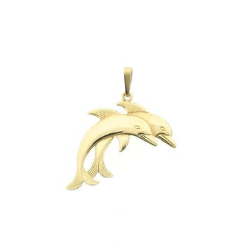 Gouden hanger van dolfijnen (Hanger of bedel), Handtassen en Accessoires, Bedels, Ophalen of Verzenden, Gebruikt, Goud, Overige merken