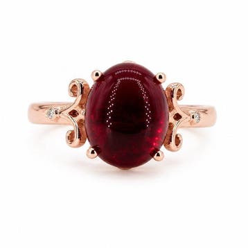 Zonder minimumprijs - Ring Verguld Robijn - Diamant -, Handtassen en Accessoires, Ringen, Nieuw