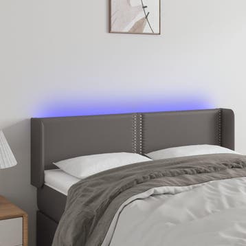 vidaXL Hoofdbord LED 147x16x78/88 cm kunstleer grijs, Verzenden, Nieuw
