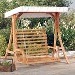 vidaXL Schommelbank met luifel vurenhout met teak afwerking, Verzenden, Nieuw