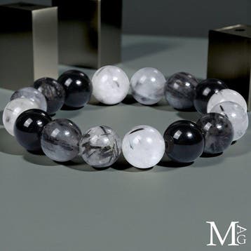 Bracelet en quartz tourmaliné et onyx noir – perles de 12,5