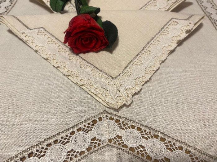 Tafelkleed - 235 cm - 157 cm - linnen tafellaken, Antiek en Kunst, Antiek | Tapijten, Tafelkleden en Textiel