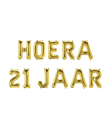 Gouden Ballonnen Set 21 Jaar Hoera 1,9m, Verzenden