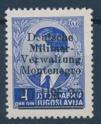 Het Duitse Rijk - Bezetting van Montenegro 1943 - 20 Lire op, Gestempeld