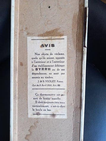 Authentique 1935 - Thermometer - Glassoïde - Byrrh, Antiek en Kunst